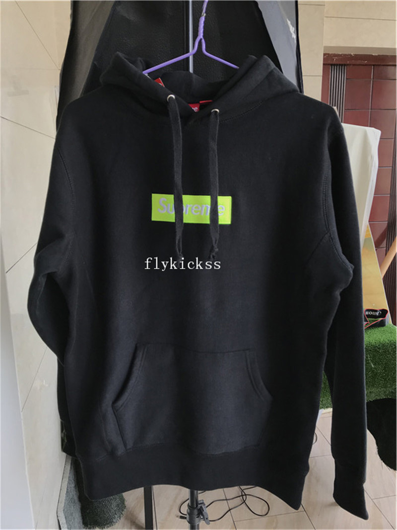 Supreme Black Hoodie With Light Green Box Logo